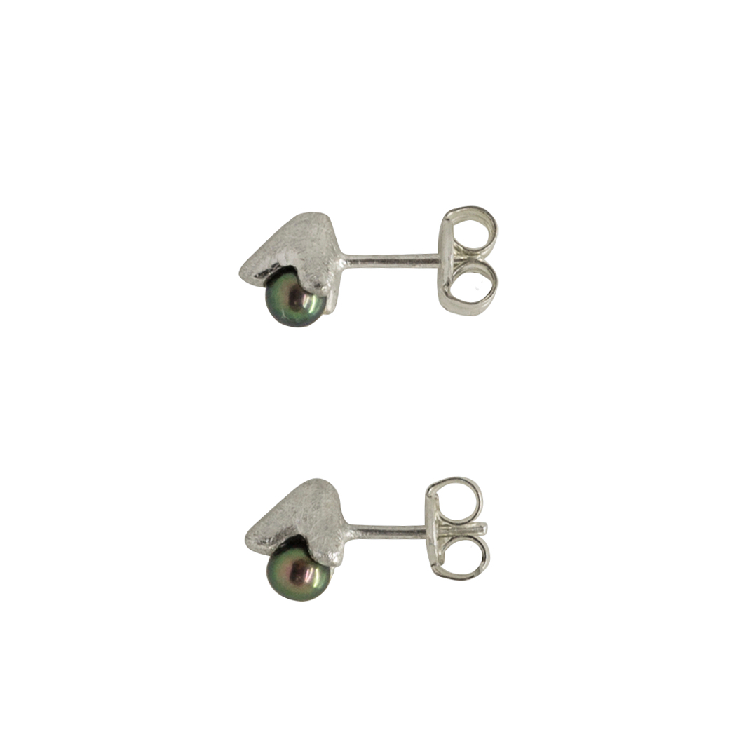 Pendientes botón cactus perla negra - Imagen 2