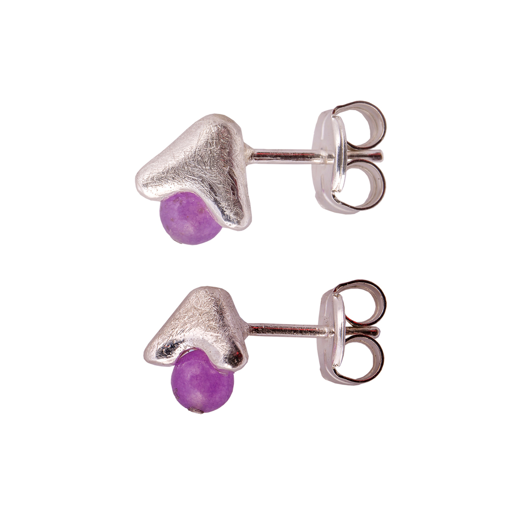 Pendientes botón Cactus malva - Imagen 3