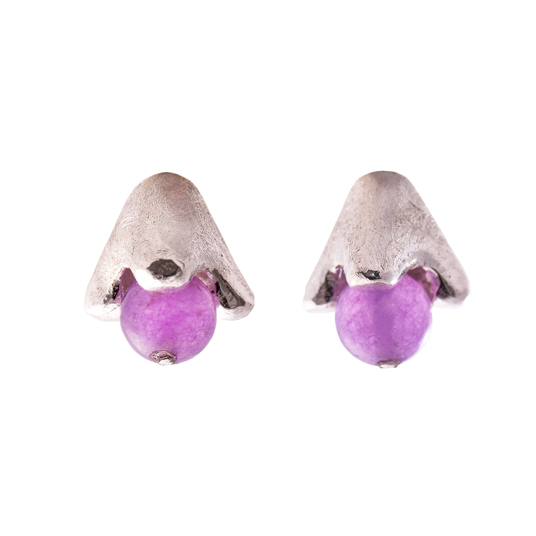 Pendientes botón Cactus malva