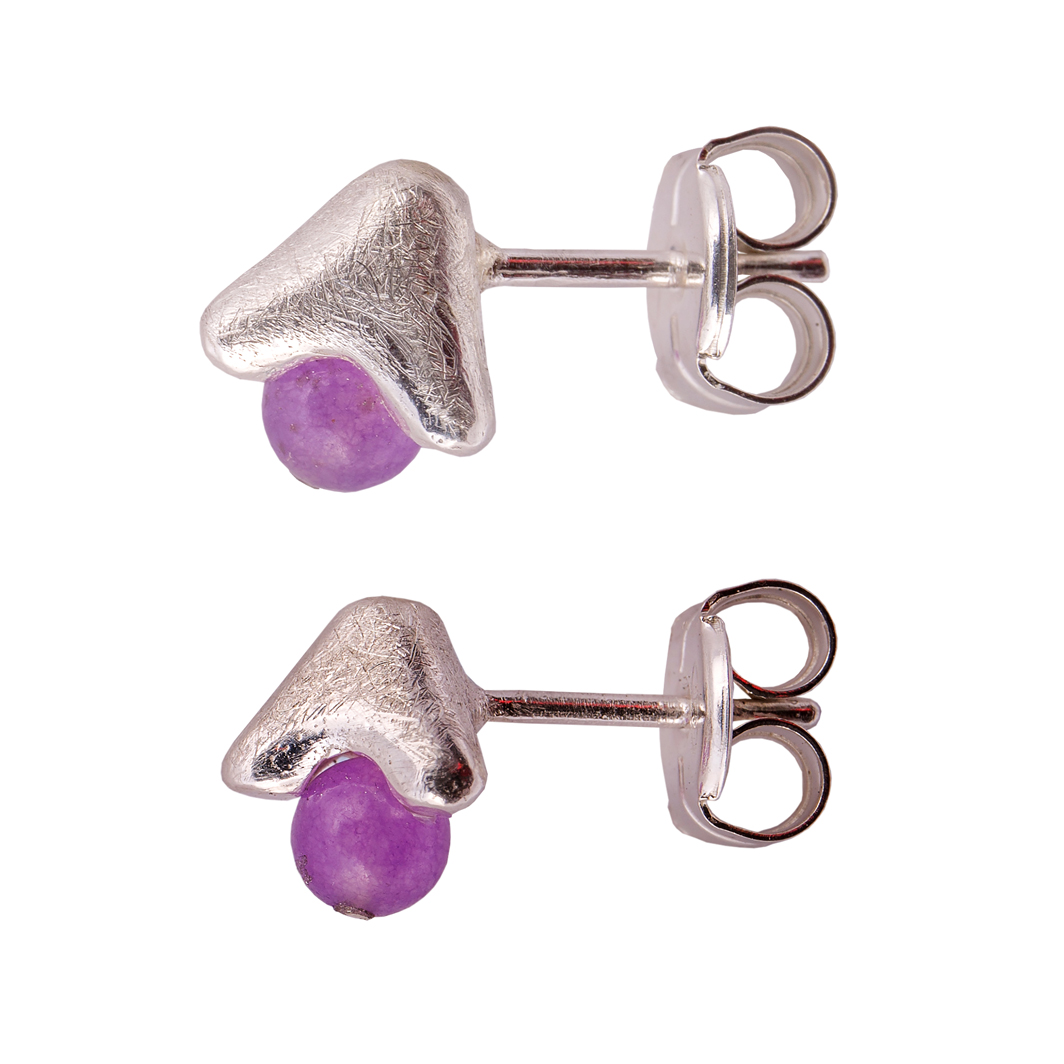 Pendientes botón Cactus malva - Imagen 2