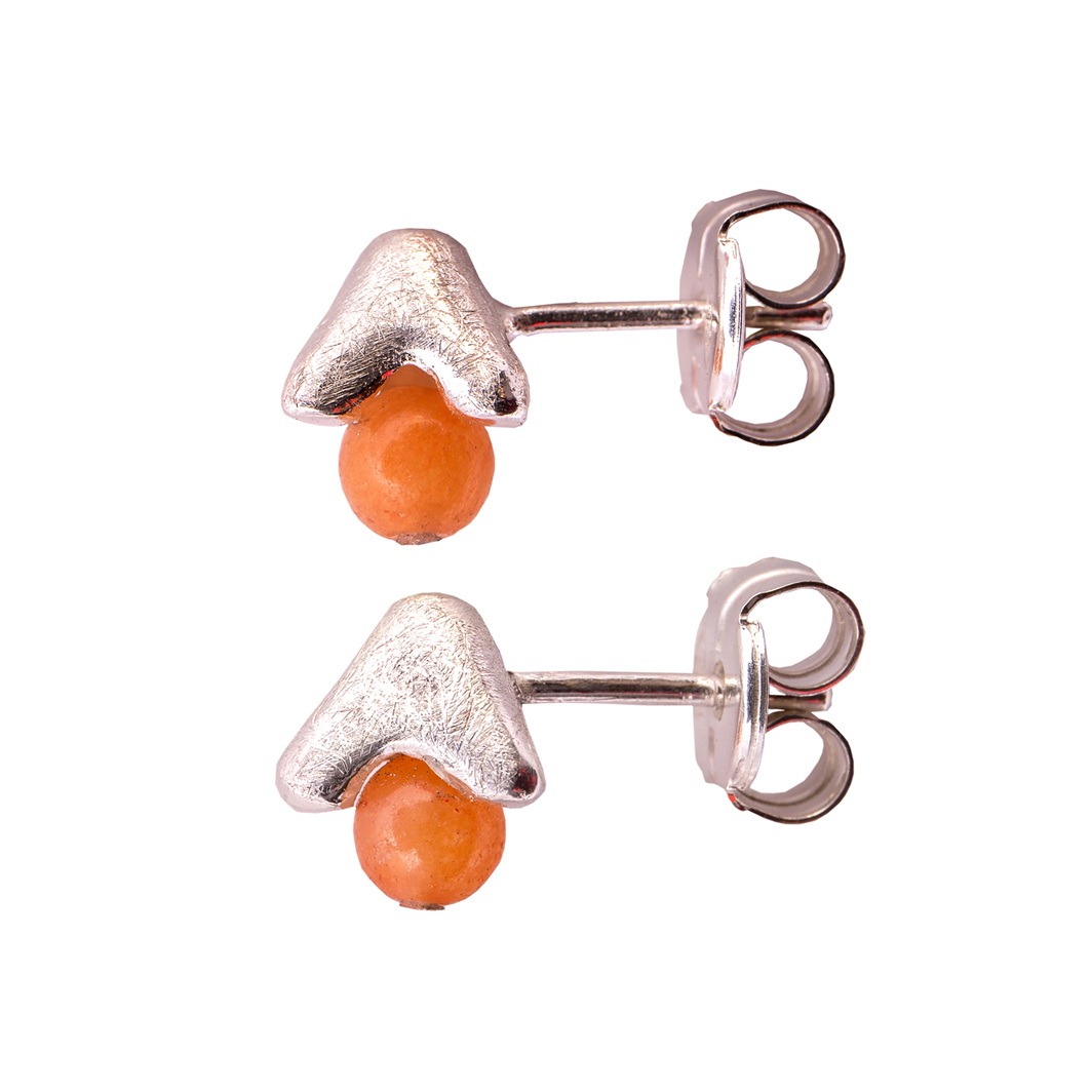 Pendientes botón Cactus naranja - Imagen 2