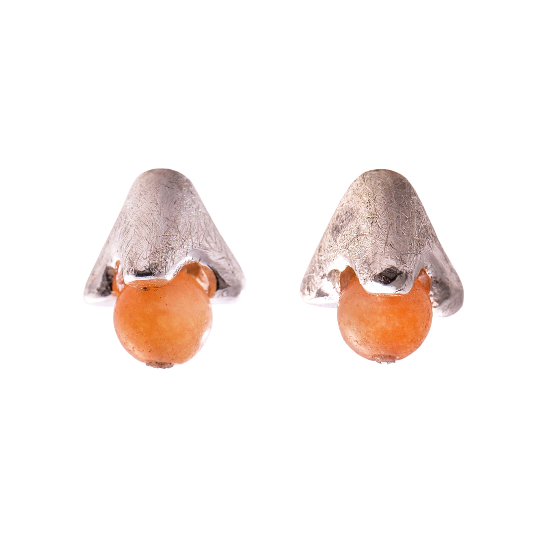 Pendientes botón Cactus naranja