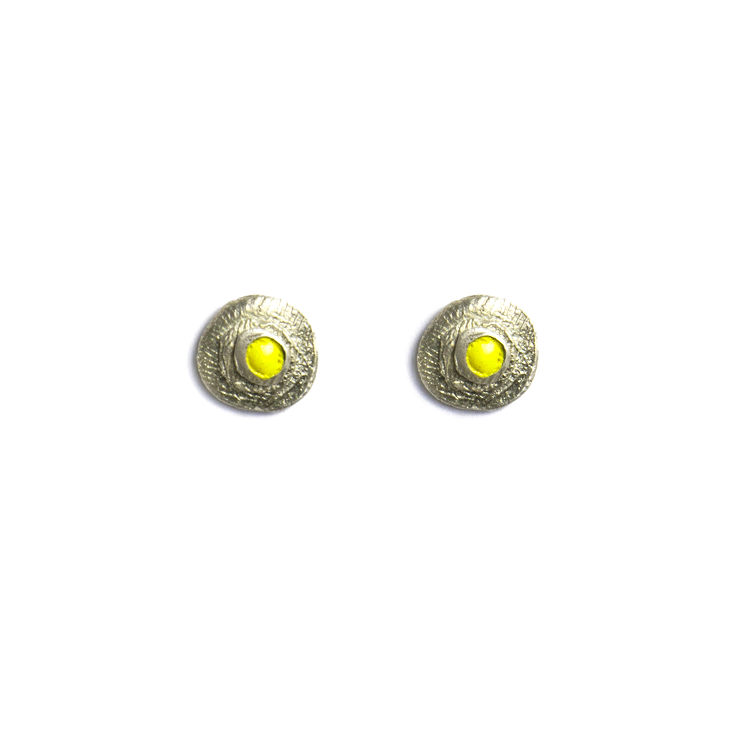 Pendientes botón Macaret redondos amarillo