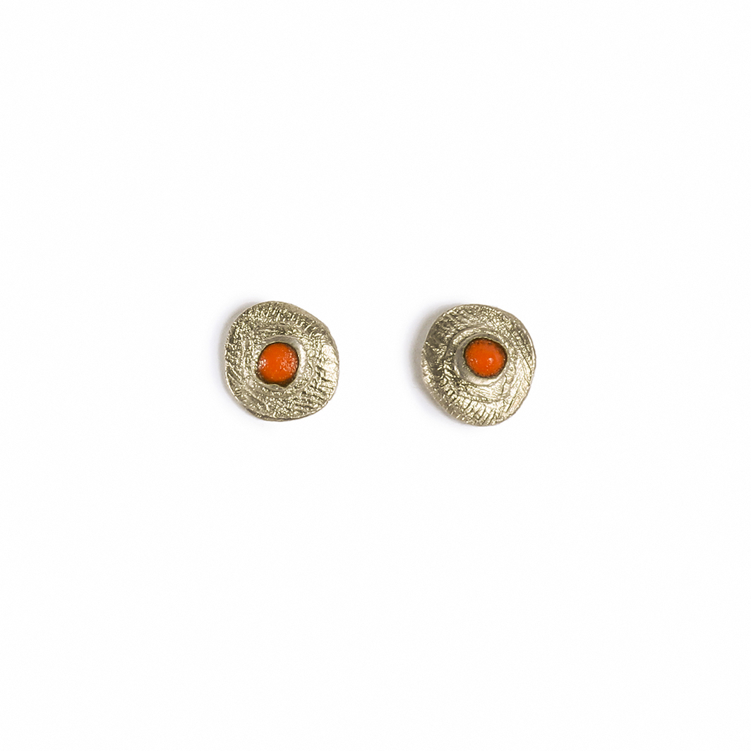 Pendientes botón Macaret redondos naranja